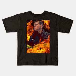 911 - Evan ‘Buck’ Buckley - Flames Kids T-Shirt